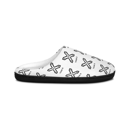 Black X Pattern Men's Slippers | Indoor Logo Print Slippers