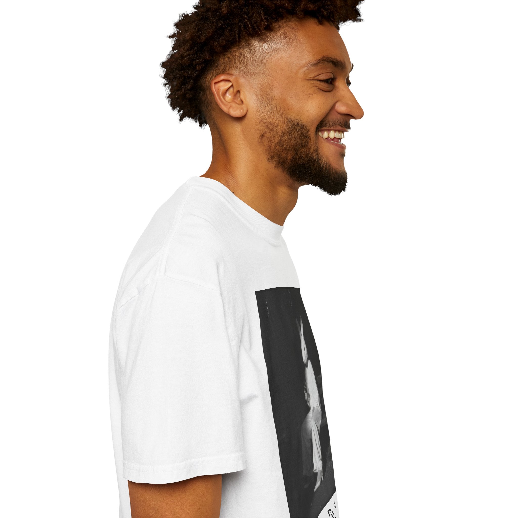 Rabbit Mask Photo Tee — Surreal Vintage-Style Graphic T-Shirt