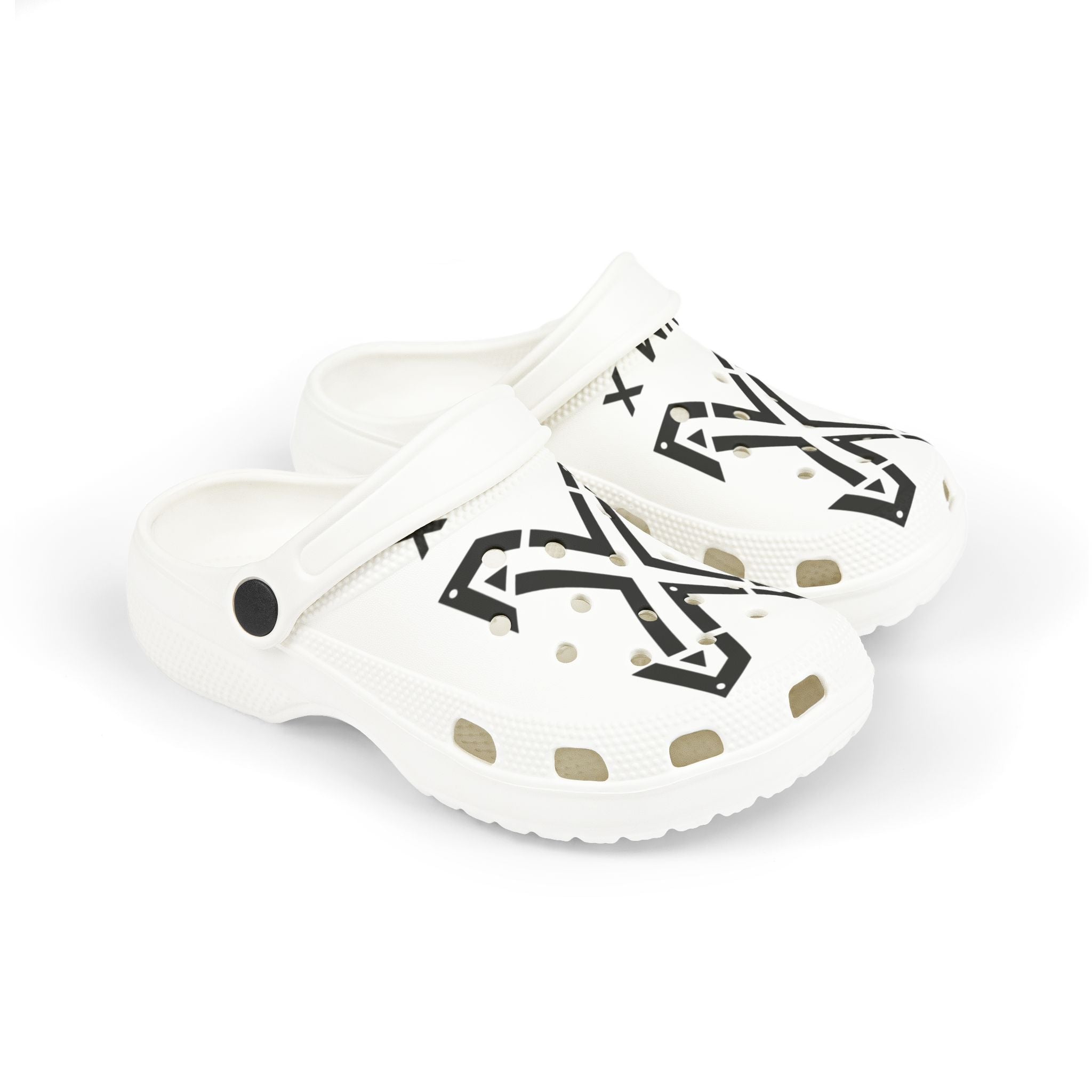 X Kids Foam Clogs with Bold Black X Graphic
