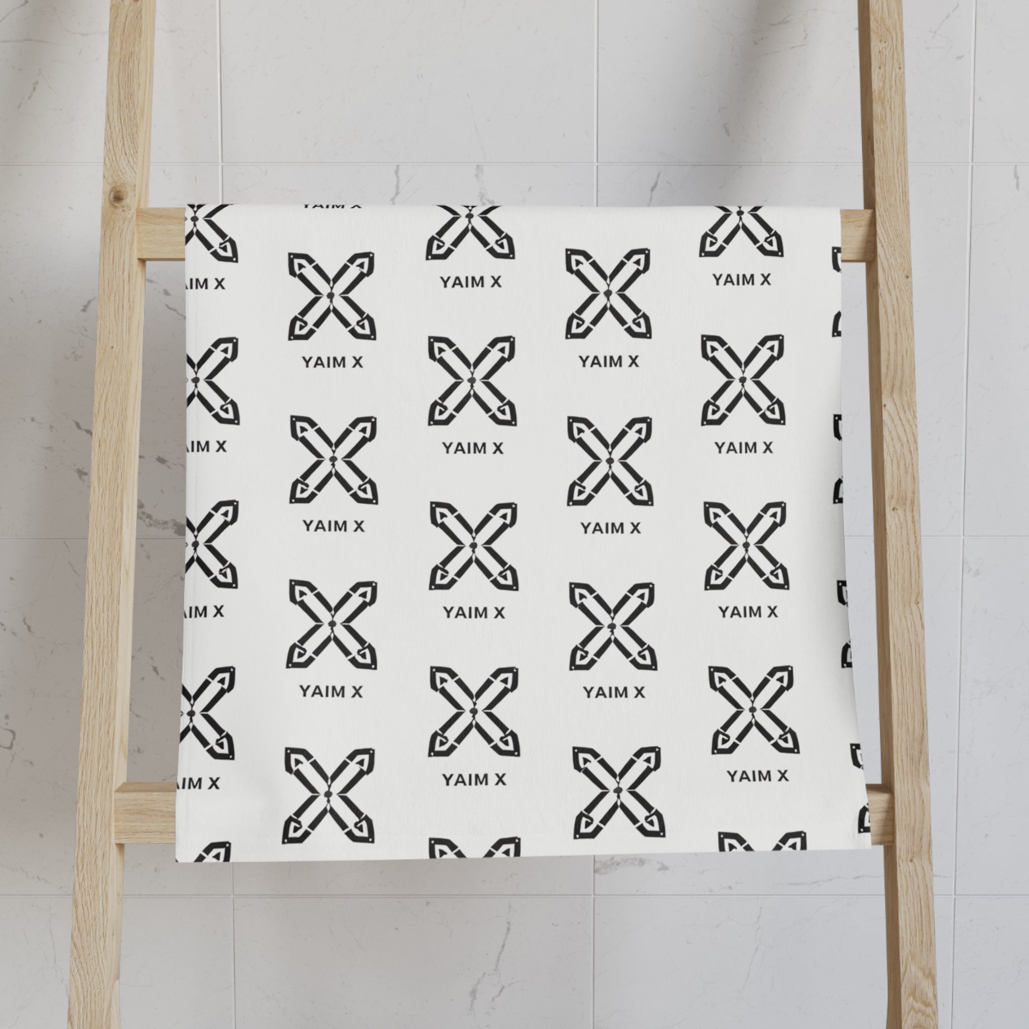 Minimalist Monochrome X Pattern Hand Towel