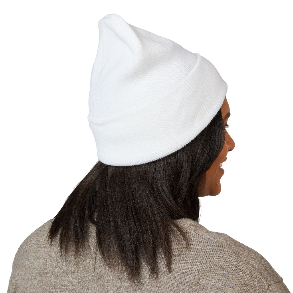 Embroidered Cuffed Beanie — Minimal X Logo Knit Hat