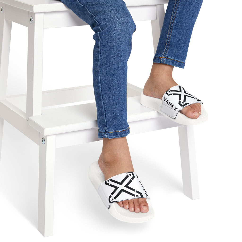Youth Graphic Slide Sandals — Monochrome X Logo Removable-Strap Slides