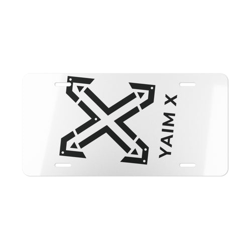 Arrow X Vanity Plate – Personalized Aluminum License Plate with 'YAIM X' Graphic