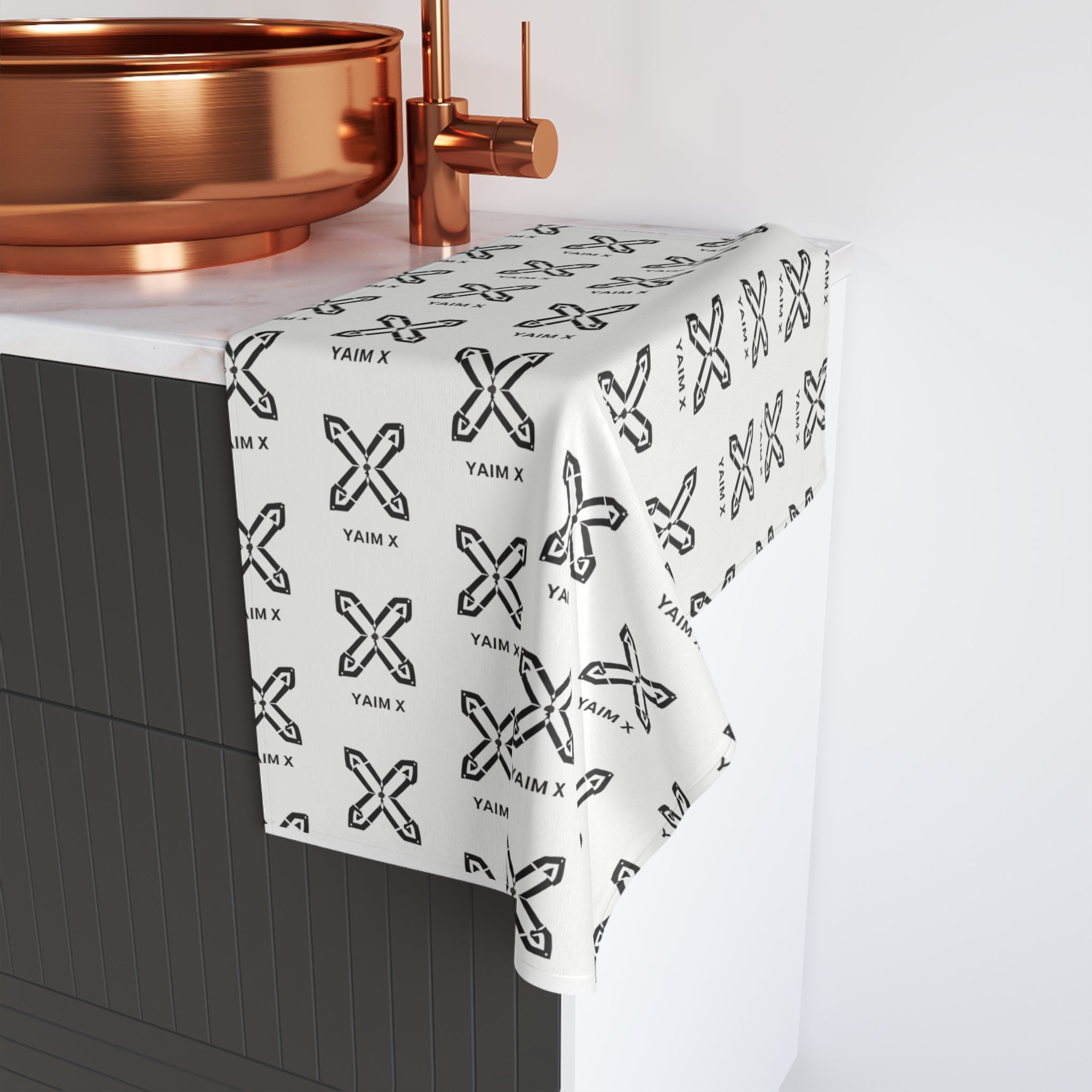 Minimalist Monochrome X Pattern Hand Towel
