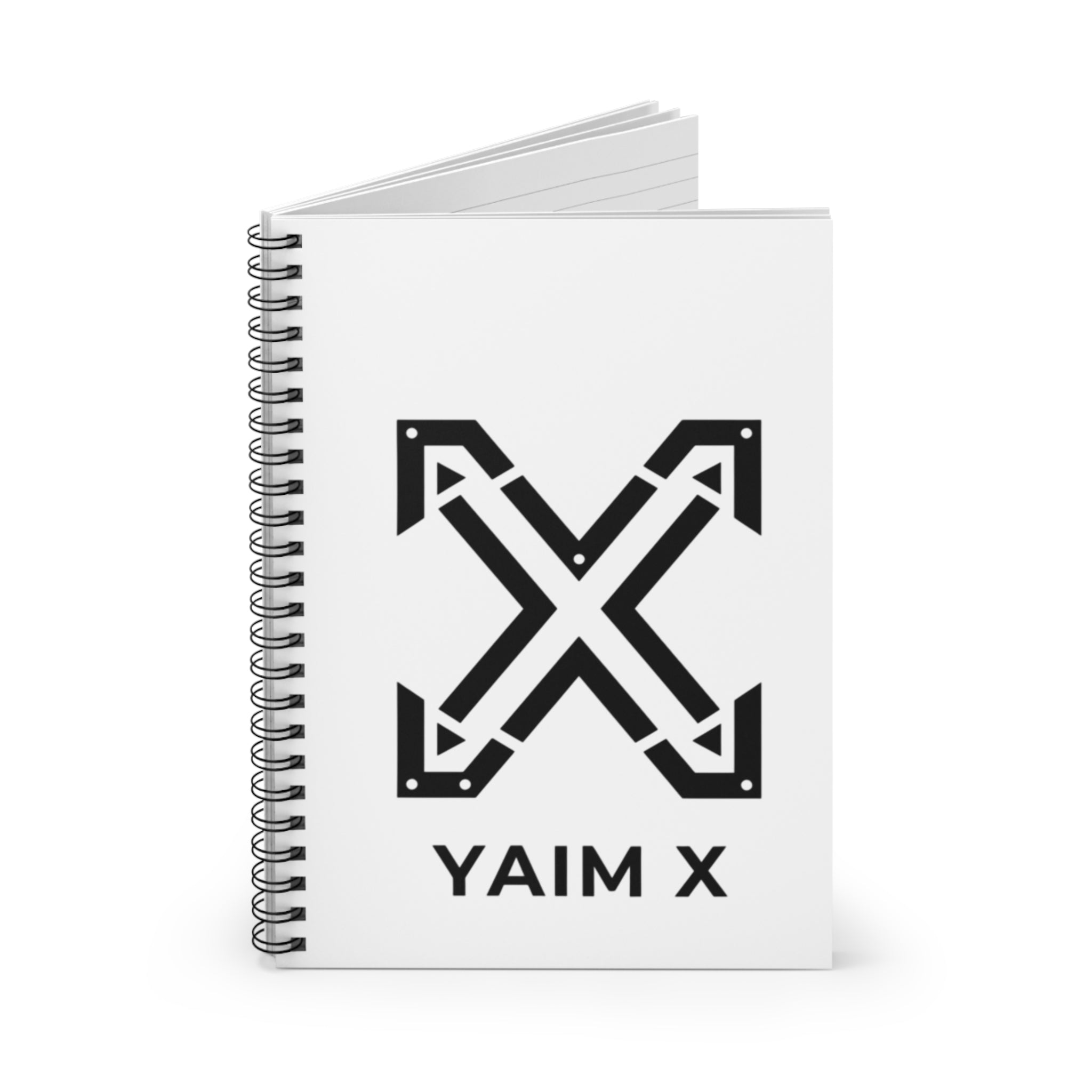 YAIM X Arrow Logo Spiral Notebook — Minimalist Black & White Ruled Journal