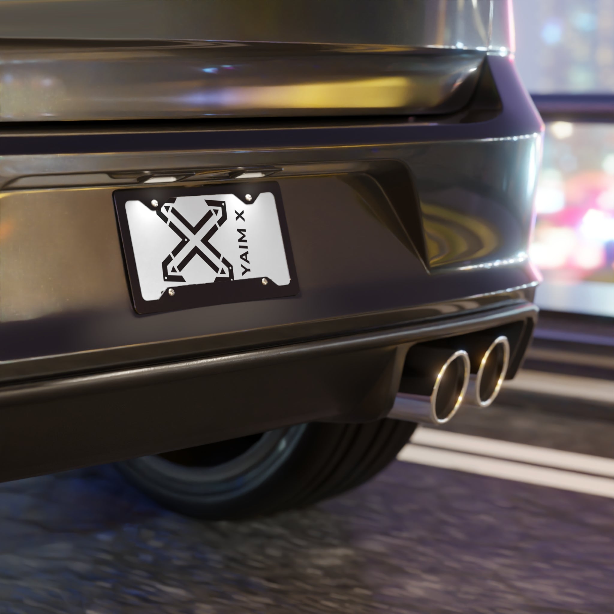 Arrow X Vanity Plate – Personalized Aluminum License Plate with 'YAIM X' Graphic
