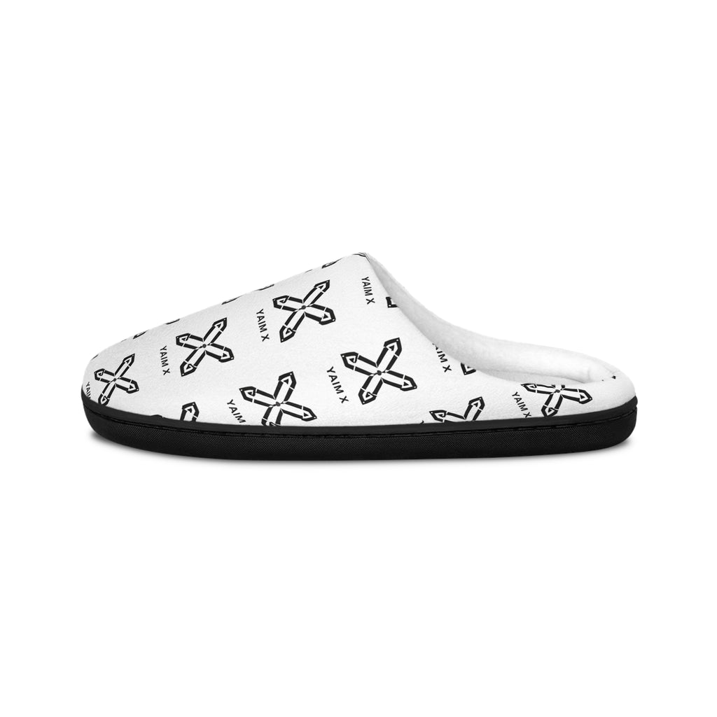 Black X Pattern Men's Slippers | Indoor Logo Print Slippers