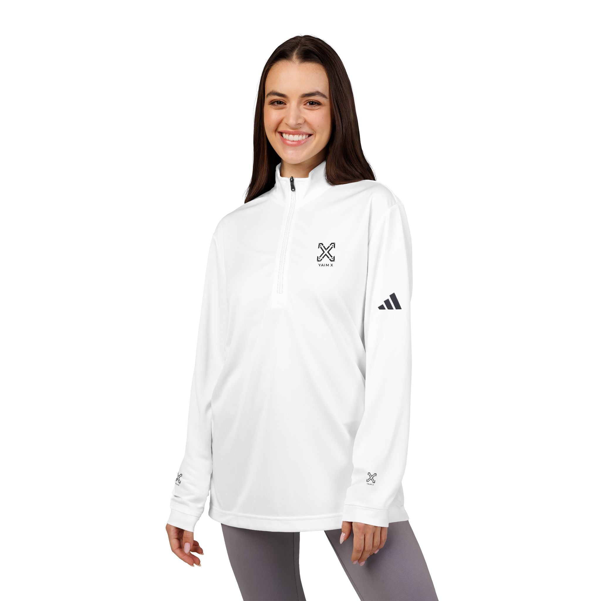 Embroidered Quarter-Zip Pullover — Lightweight Adidas Athletic Top