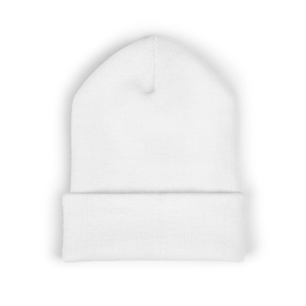 Embroidered Cuffed Beanie — Minimal X Logo Knit Hat