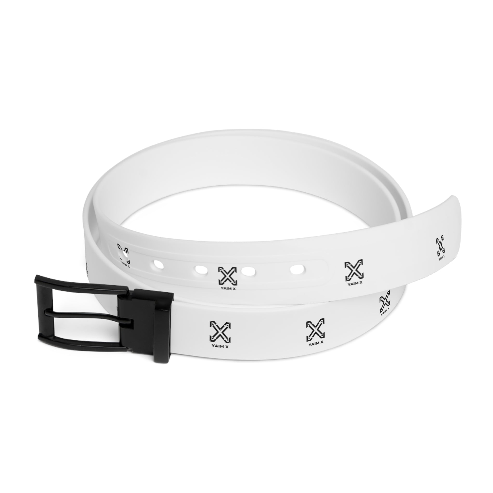 X Small Cross Pattern Belt | White faux leather belt with silver X studs