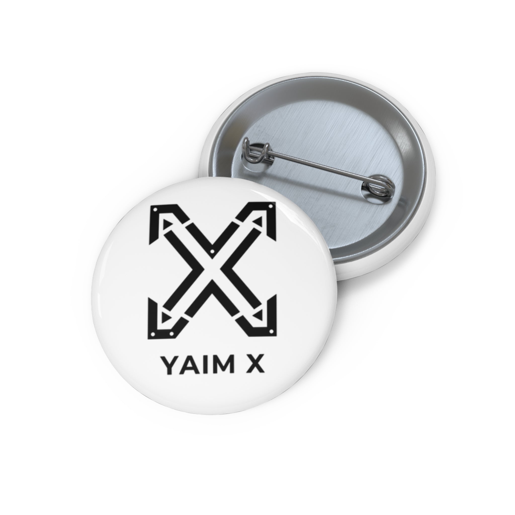 YAIM X Arrow Logo Pin Button — Custom Round Badge