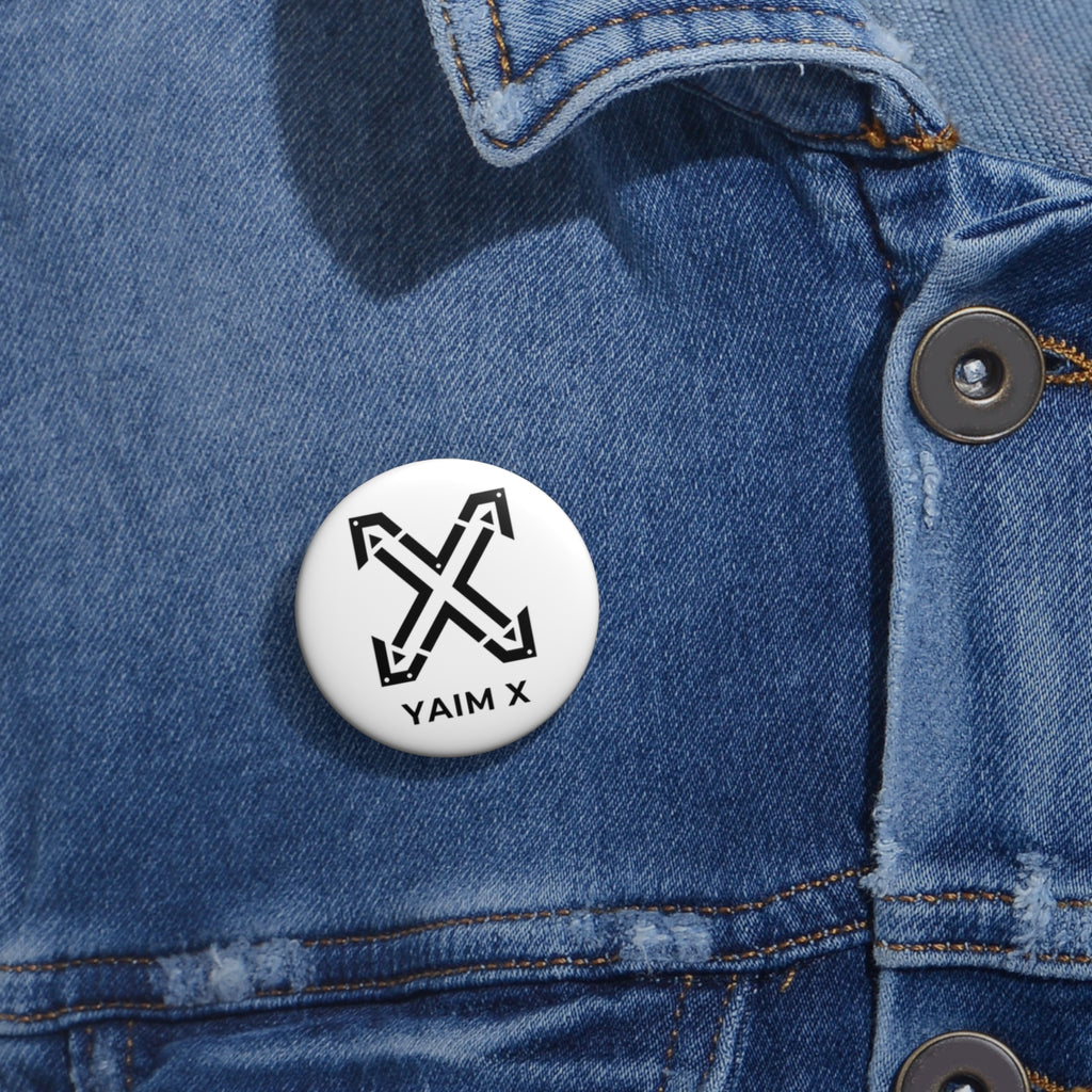YAIM X Arrow Logo Pin Button — Custom Round Badge