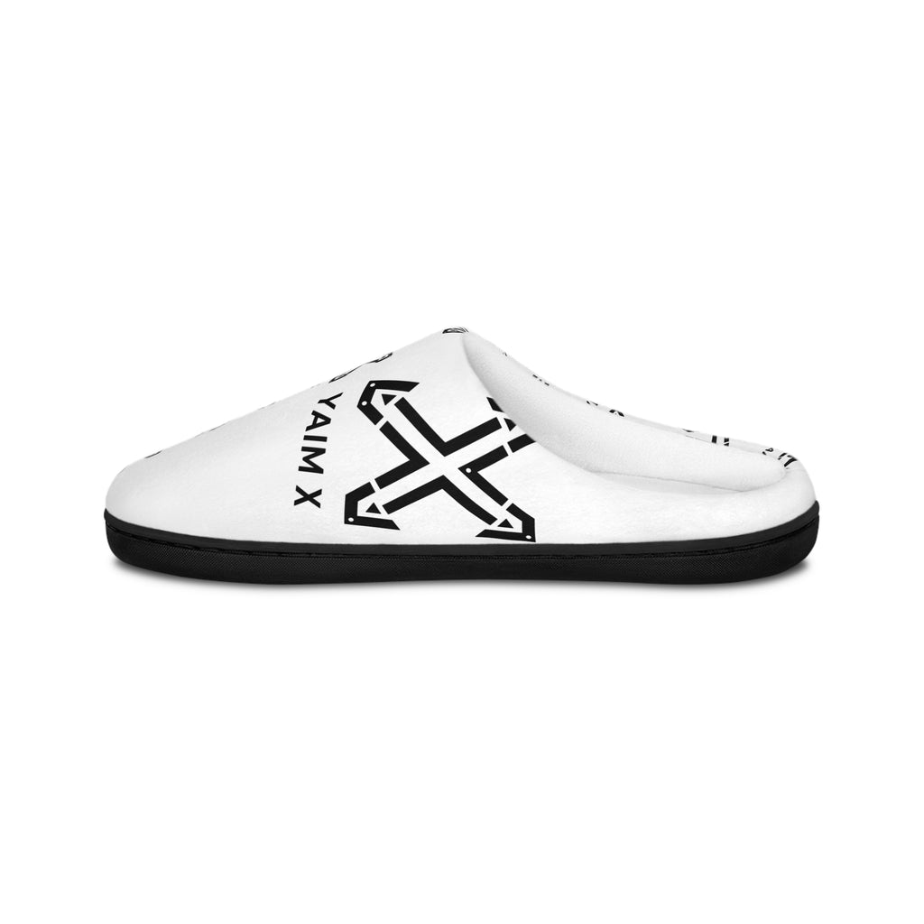 Black X Pattern Men's Slippers | Indoor Logo Print Slippers