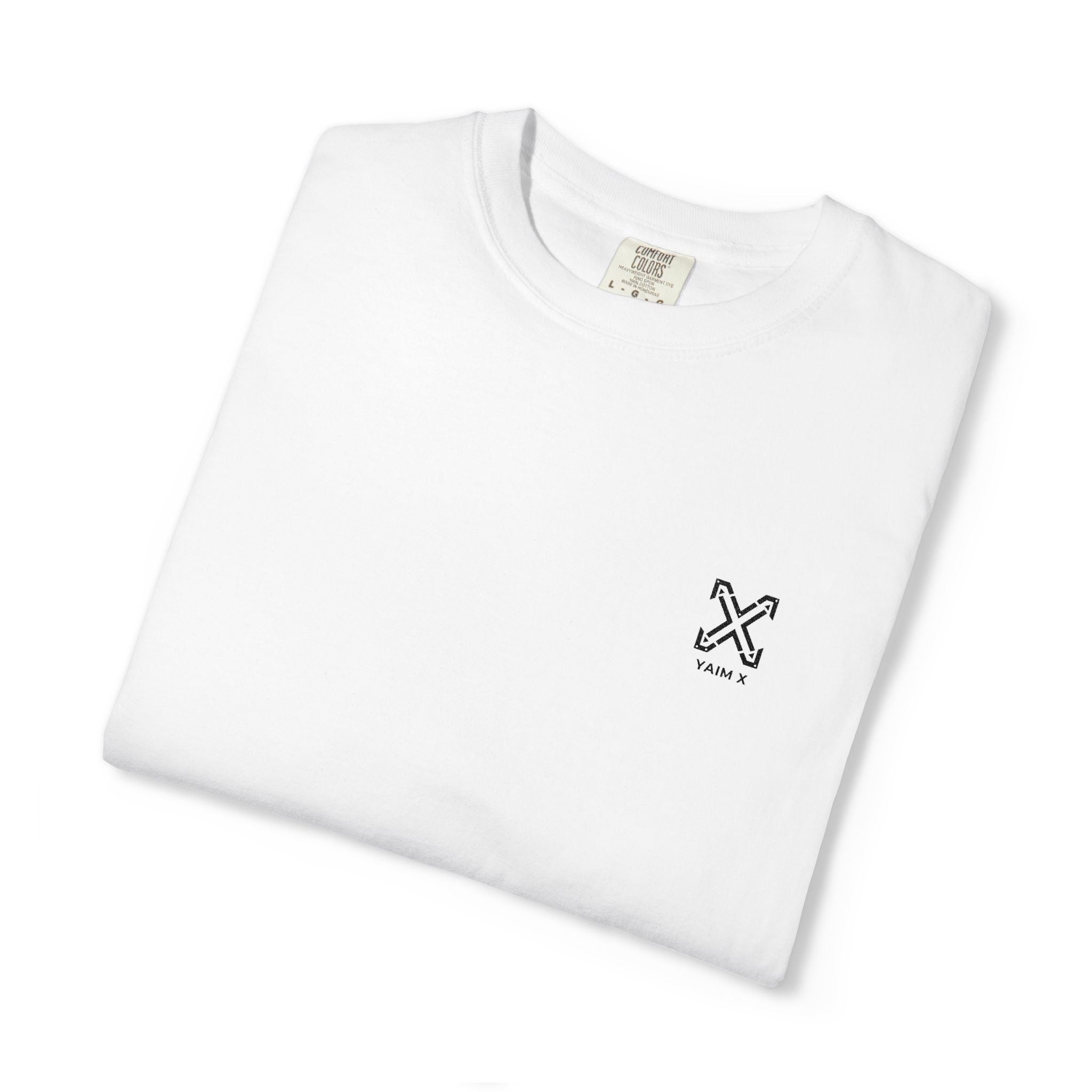 T-Shirt — Minimal Cross Logo Tee (Left Chest + Sleeve Print)