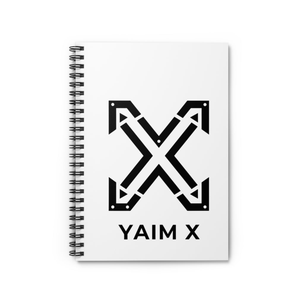 YAIM X Arrow Logo Spiral Notebook — Minimalist Black & White Ruled Journal