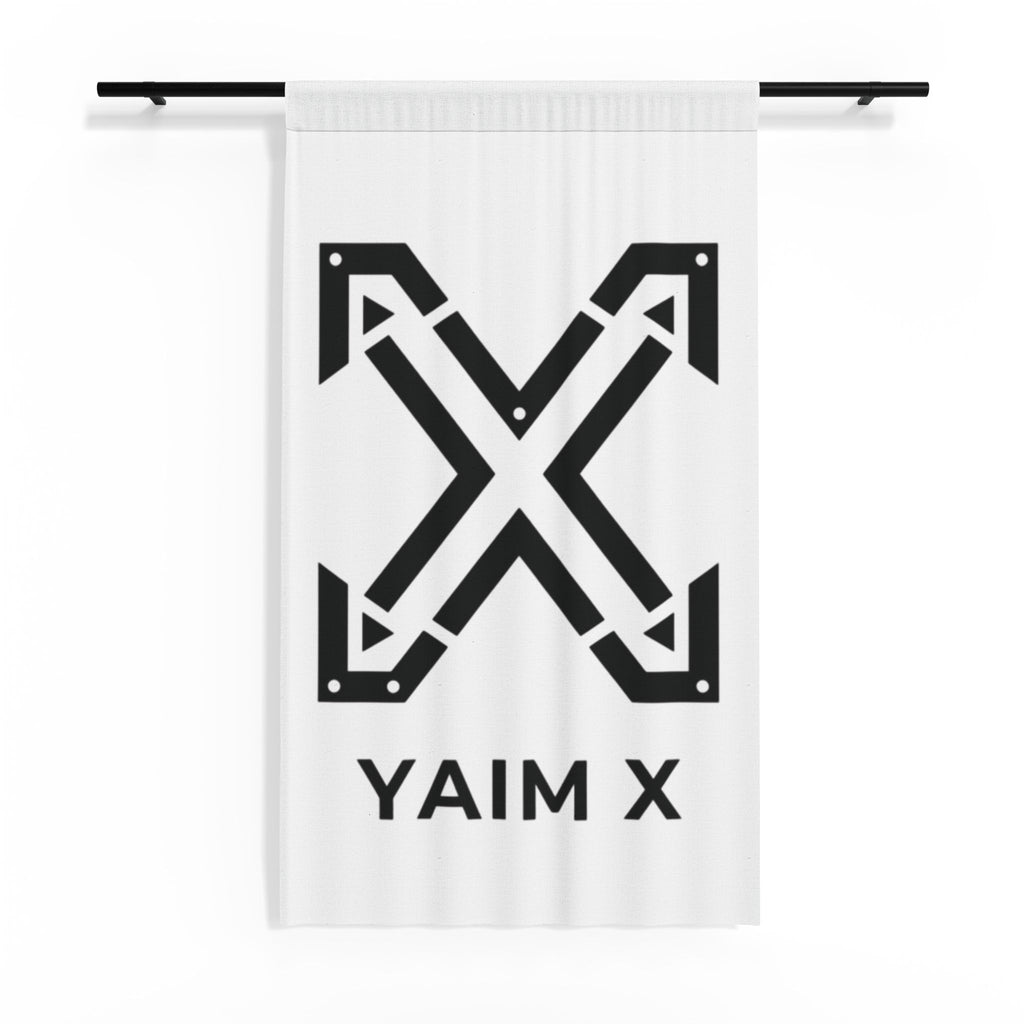Sheer Curtain with Bold 'YAIM X' Graphic — Modern Minimal Window Panel
