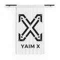 Sheer Curtain with Bold 'YAIM X' Graphic — Modern Minimal Window Panel