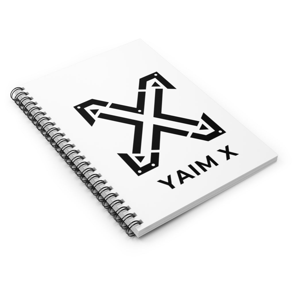 YAIM X Arrow Logo Spiral Notebook — Minimalist Black & White Ruled Journal