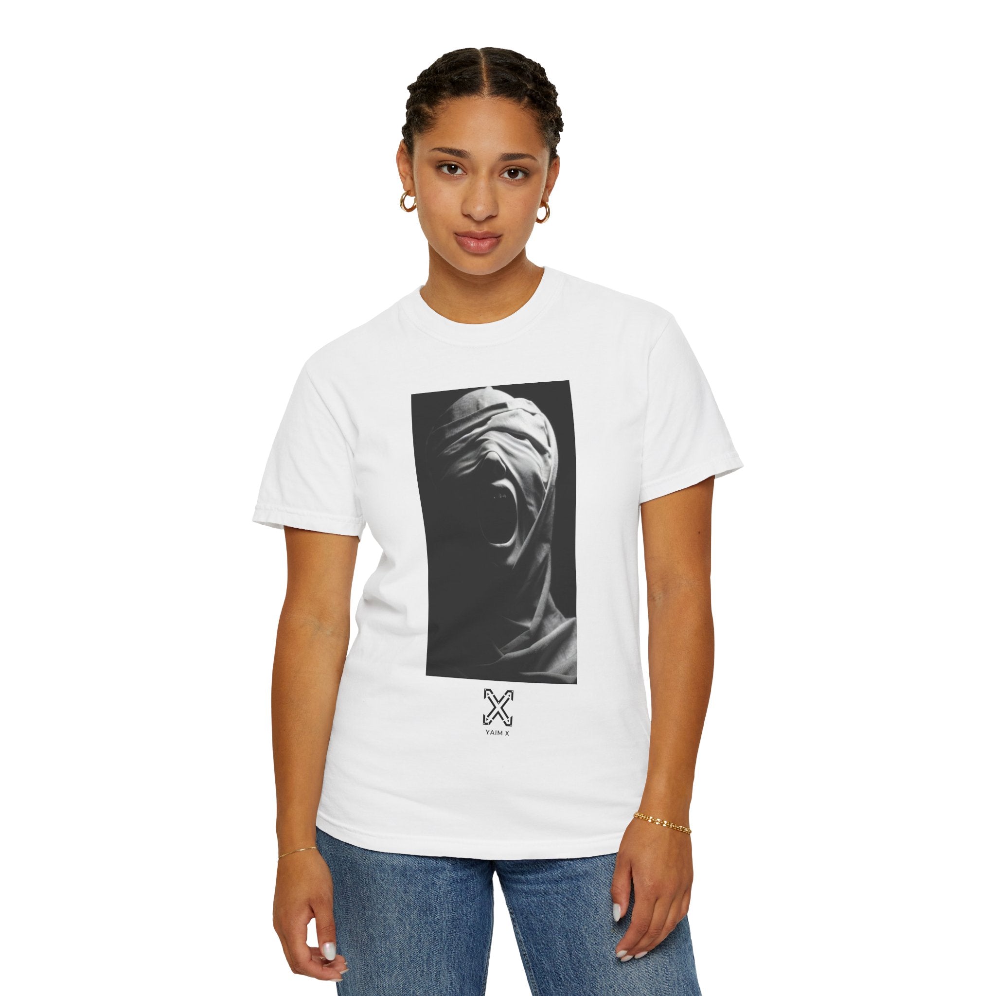 Graphic T‑Shirt — Monochrome Wrapped Statue Print