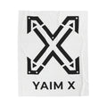 Velveteen Plush Blanket — Minimalist Black 'YAIM X' Arrow Logo Throw