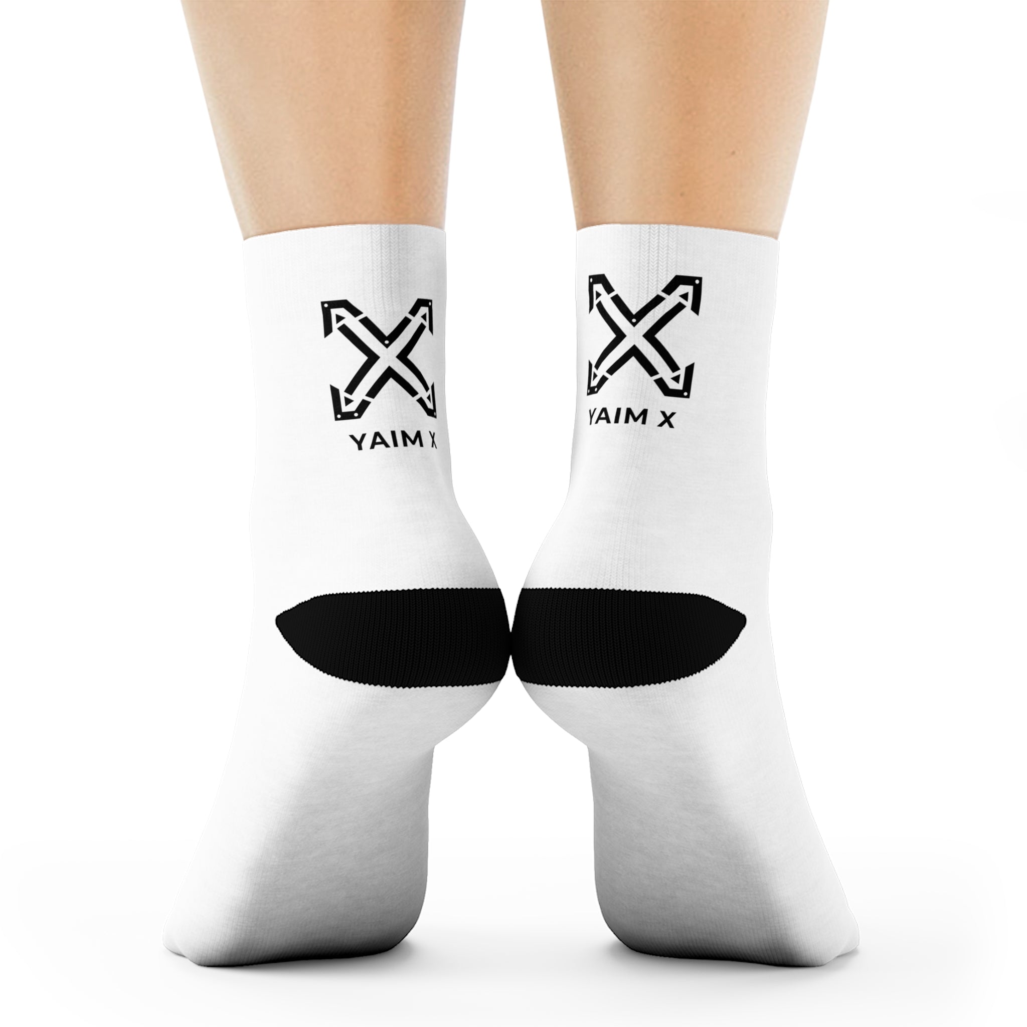 Yaim X Logo Crew Socks – Minimal Black & White Athletic Style