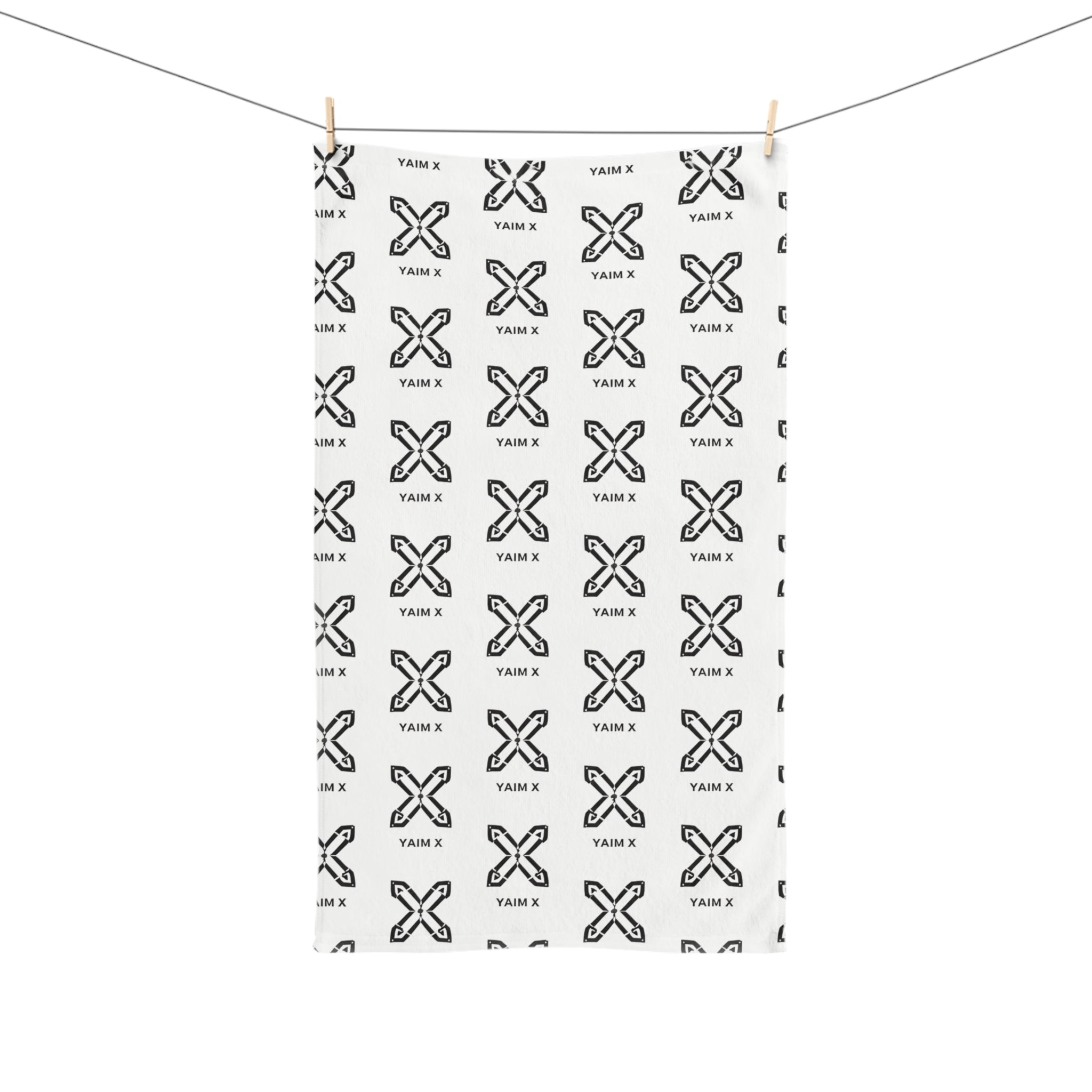 Minimalist Monochrome X Pattern Hand Towel