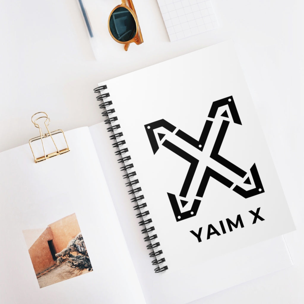 YAIM X Arrow Logo Spiral Notebook — Minimalist Black & White Ruled Journal