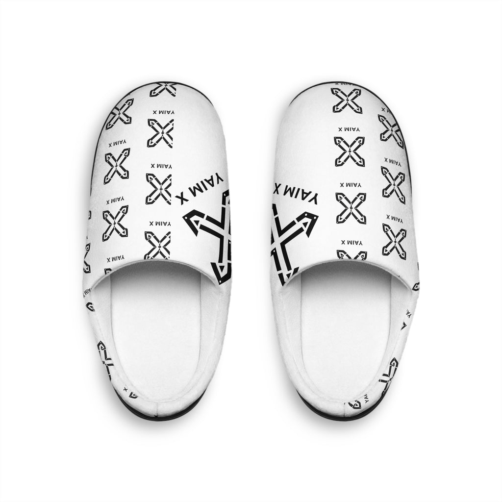 Black X Pattern Men's Slippers | Indoor Logo Print Slippers